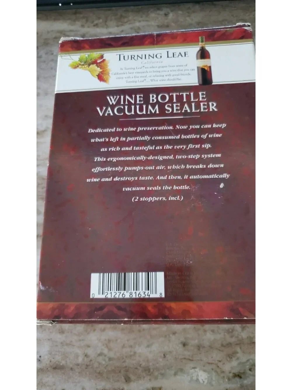 Turning Leaf Wine Bottle Vacuum Sealer TL1634BK
